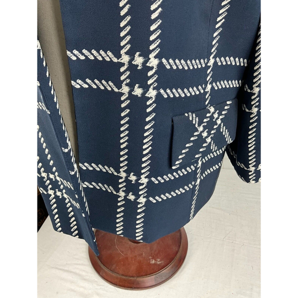 Women’s Evan Picone Open-Front Blazer Jacket Size 14 Navy White Office Career - Picture 4 of 5